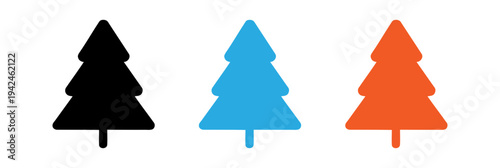 set of colorful pine tree vector icon