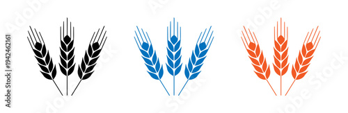 colorful wheat ear vector icons