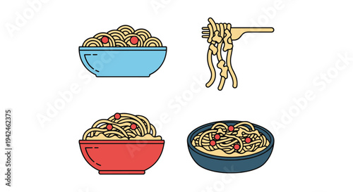 Fettuccine Alfredo Line art abstract modern gradient color design