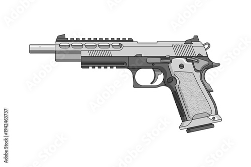Gray semi-automatic pistol with textured grip handgun