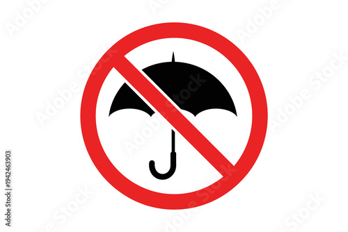 No Umbrella Sign prohibited umbrella ban red circle with line