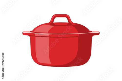 Red ceramic pot with lid kitchen