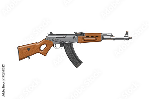 Ak 47 rifle with wooden stock and grip ak47 firearm