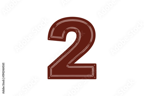 Brown metallic number two digit