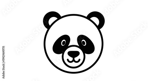 Cute minimalist panda head cartoon on white background