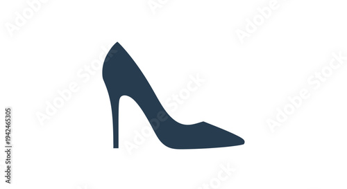 Dark blue high heel pump shoe flat icon design