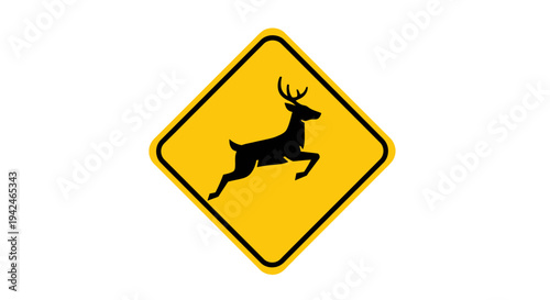 Bild auf Leinwand Deer crossing warning road sign on white background