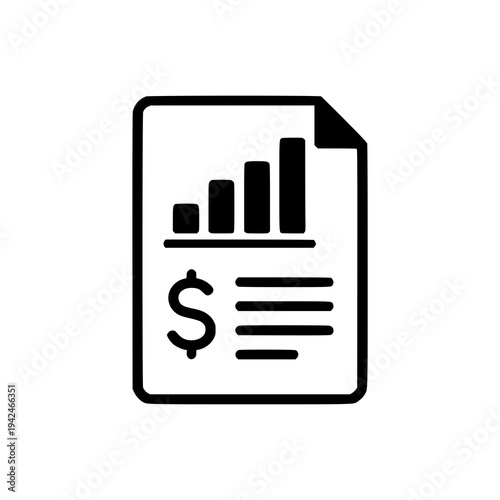 Tax Document Finance Vector Icon, Accounting Report Tax Payment Symbol