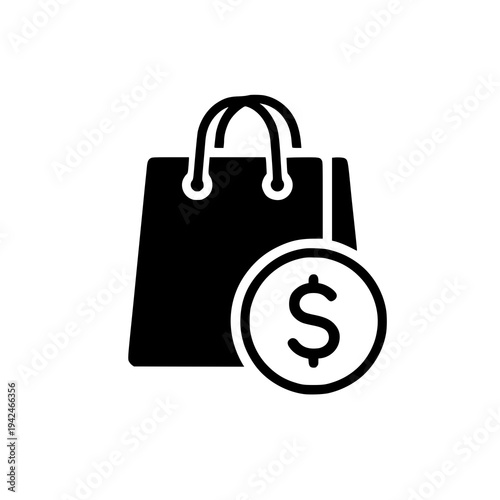 Shopping Bag Payment Vector Icon, Online Shopping Ecommerce Purchase Symbol
