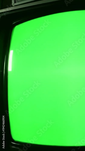 Green Screen stacked vintage television dolly in you can replace with the footage or picture want do it lkeyingr effect after effects 4k scene 2 distortion, overlay, glitch, static noise, scan lines