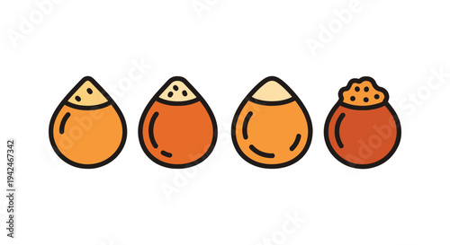 Arancini Line art vector set creative geometric abstract color illustration