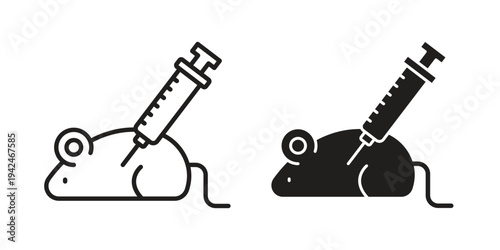 Animal testing icon clipart symbol isolated on white background. Flat and stroke designs.