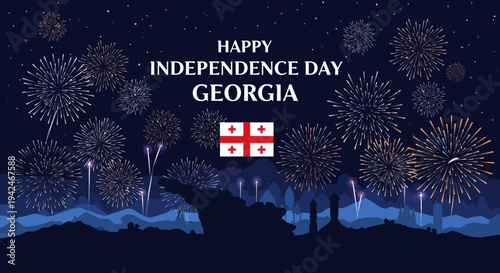 Fireworks Display Celebrating Georgian Independence Day.