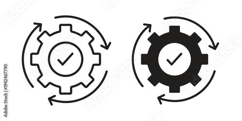 Automatic process icon clipart symbol isolated on white background. Flat and stroke designs.