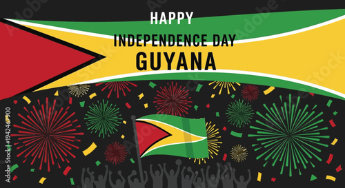 Guyana Independence Day Celebration with Fireworks.