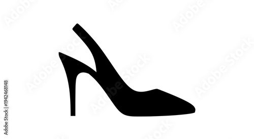 Elegant black stiletto slingback high heel shoe graphic