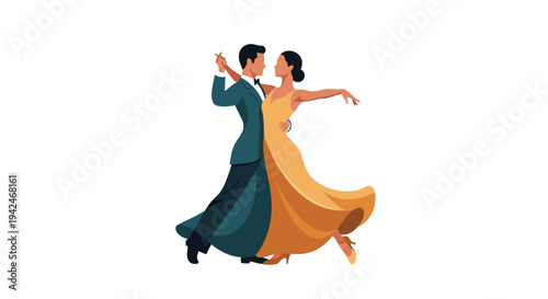 Elegant couple ballroom dancing together vector illustration