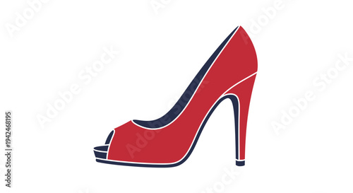 Elegant red peep toe high heel shoe graphic illustration