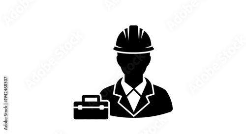 Engineer professional icon with hard hat and briefcase