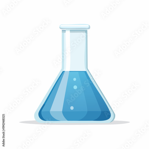 Erlenmeyer flask with blue liquid for laboratory experiments