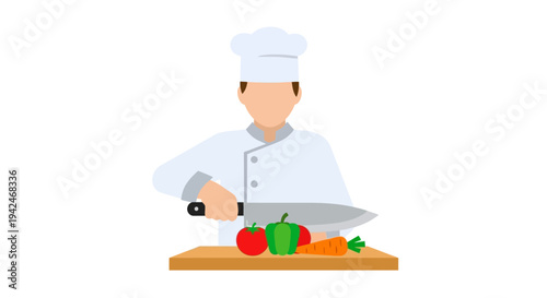 Faceless chef chopping vegetables on cutting board
