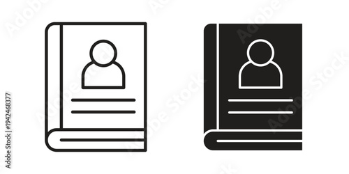 Biography icon clipart symbol isolated on white background. Flat and stroke designs.