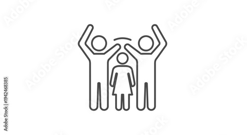 Family protection icon with two parents and a child