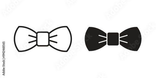Bow Tie icon clipart symbol isolated on white background. Flat and stroke designs.