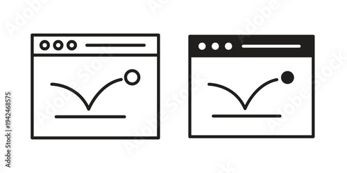 Bounce rate icon clipart symbol isolated on white background. Flat and stroke designs.