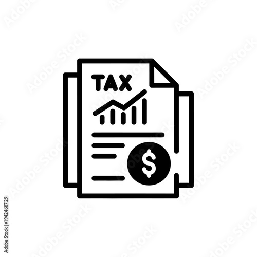 Financial tax report document with dollar sign and growth chart
