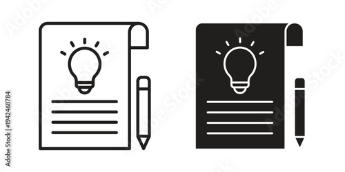 Briefing icon clipart symbol isolated on white background. Flat and stroke designs.