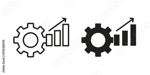 Business performance icon clipart symbol isolated on white background. Flat and stroke designs.