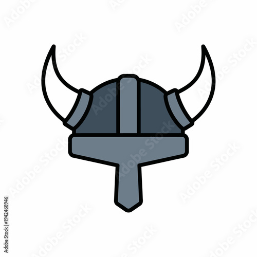 Flat design horned Viking helmet icon