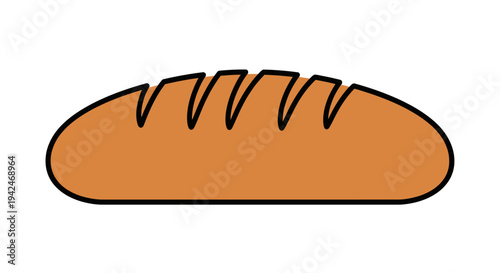 Flat design illustration of a baguette loaf of bread