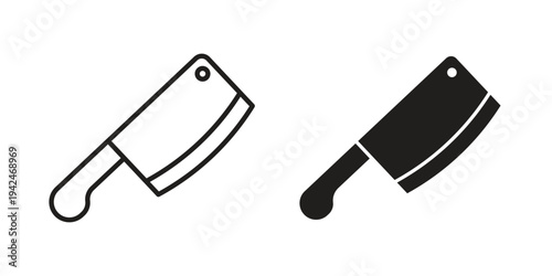 Butcher knife icon clipart symbol isolated on white background. Flat and stroke designs.