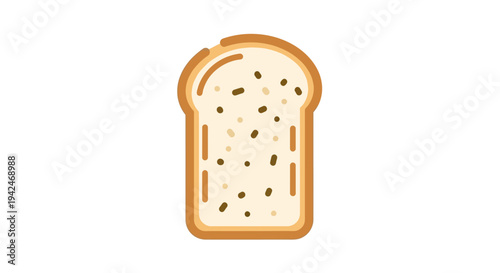 Flat design illustration of a single slice of bread