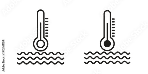 Car temperature icon clipart symbol isolated on white background. Flat and stroke designs.