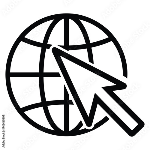 Go, to web sign featuring Internet icon, web navigation and online access symbol, modern flat vector illustration for websites, apps, user interfaces, and digital design