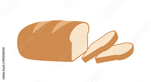 Freshly baked loaf of white bread with two slices