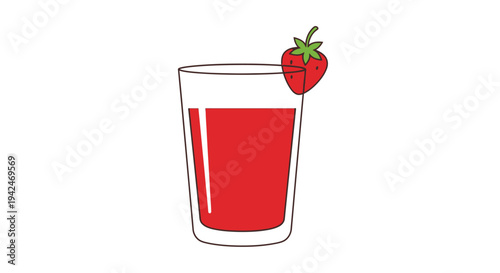 Fresh red strawberry juice in a clear glass