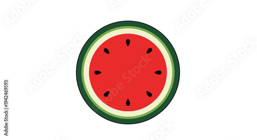 Fresh red watermelon slice with seeds on white background