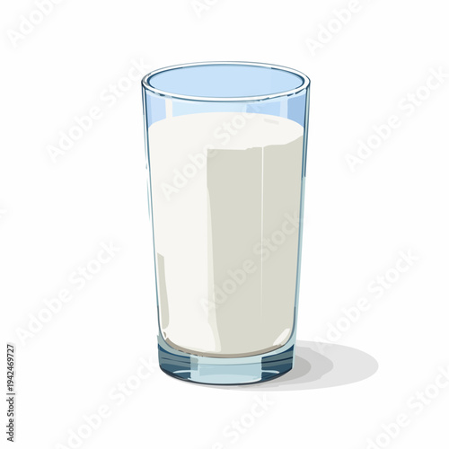 Full glass of milk illustration on white background