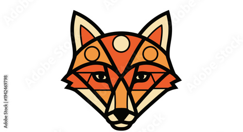 Geometric fox head in flat vibrant modern style