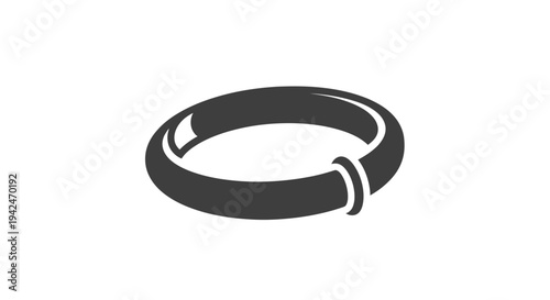 Grayscale hoop earring icon with clasp design