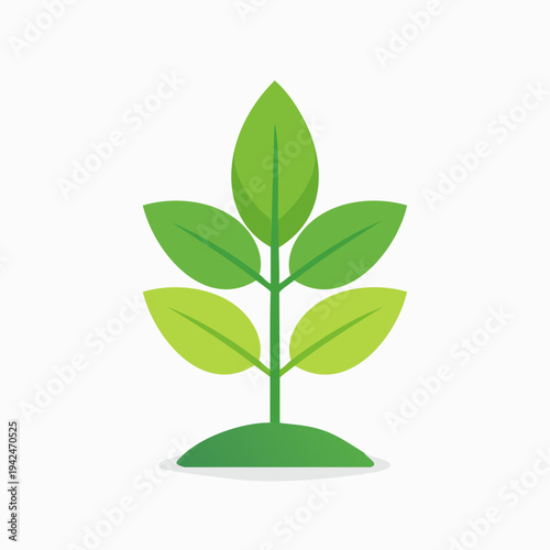 Green plant sapling growing from earth mound flat icon