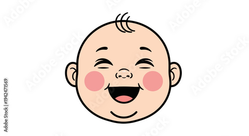 Happy smiling baby face cartoon illustration on white background