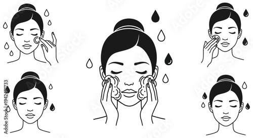 Woman gently applying facial serum in a skincare routine with a soothing and relaxing facial massage technique for hydrated and healthy looking skin