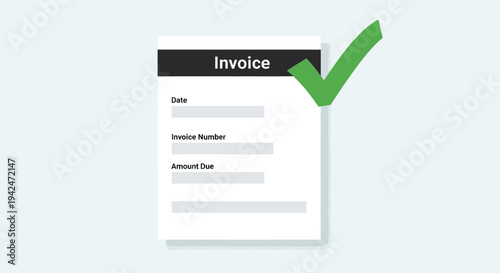 Invoice document with green checkmark indicating successful payment