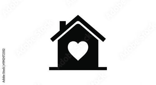Minimalist vector illustration of a sweet home icon with a heart shape inside
