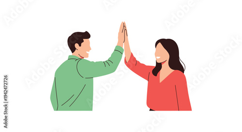 Man and woman high-fiving in a friendly and happy way